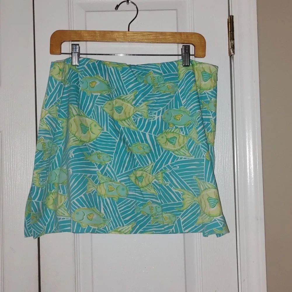 Island Republic turquois lime green tropical fish skort Sz 10
